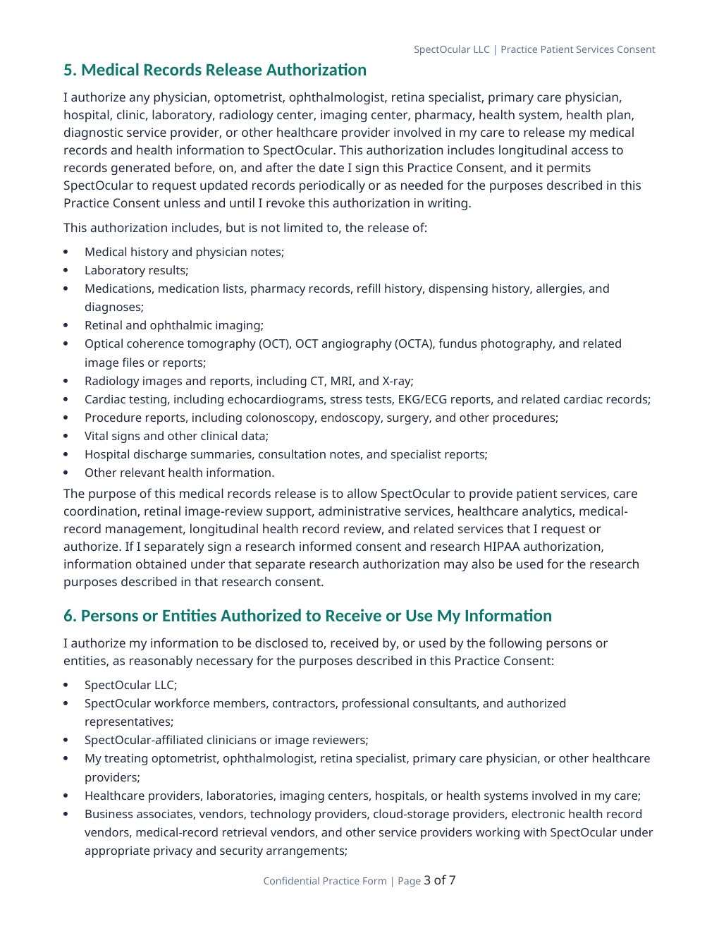 Patient Services Consent page 3 preview