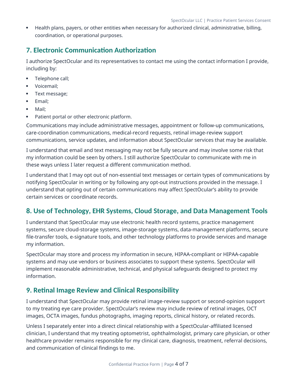 Patient Services Consent page 4 preview